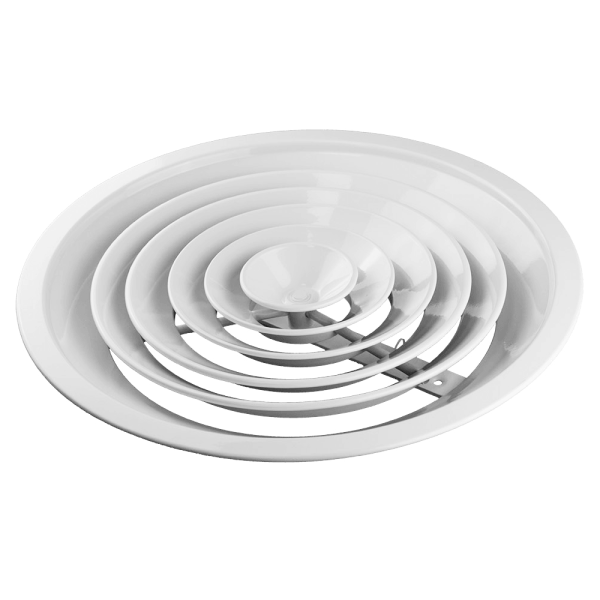 Anemostat circular 150 mm din aluminiu vopsit alb