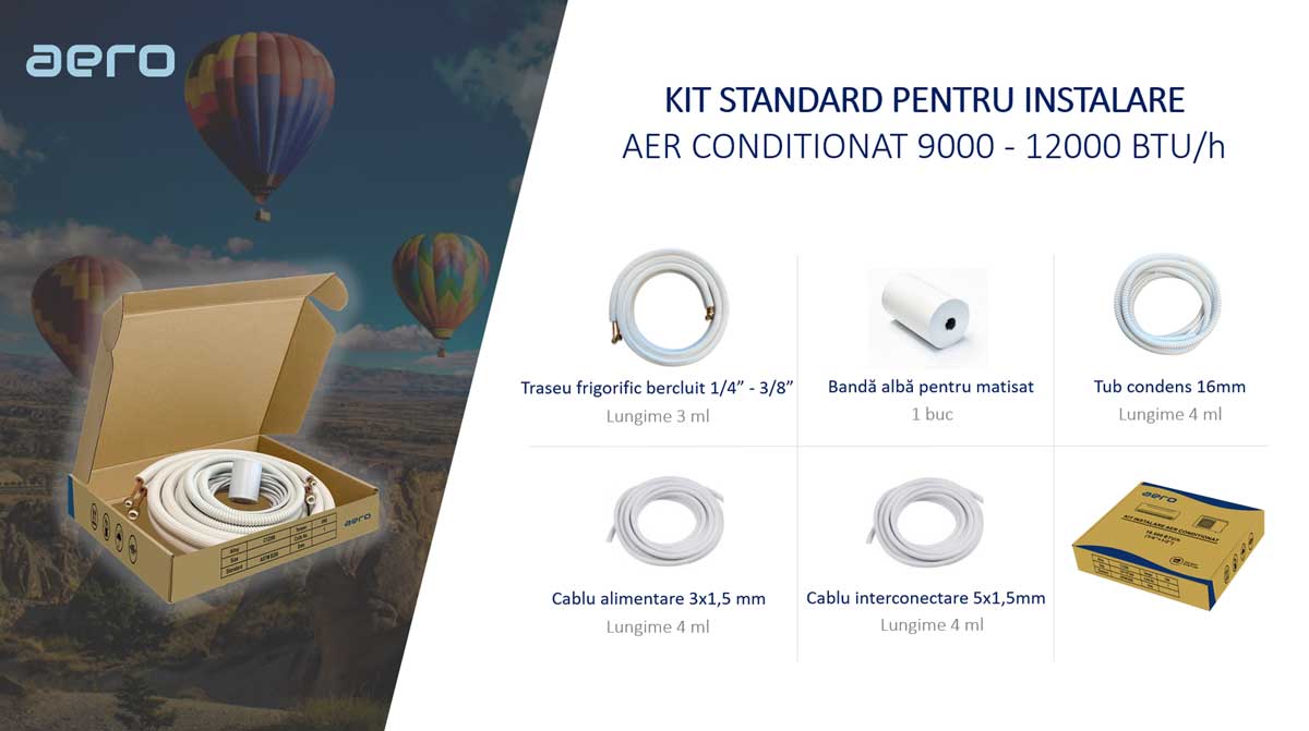 Kit standard traseu frigorific si montaj 9000 - 12000 BTU
